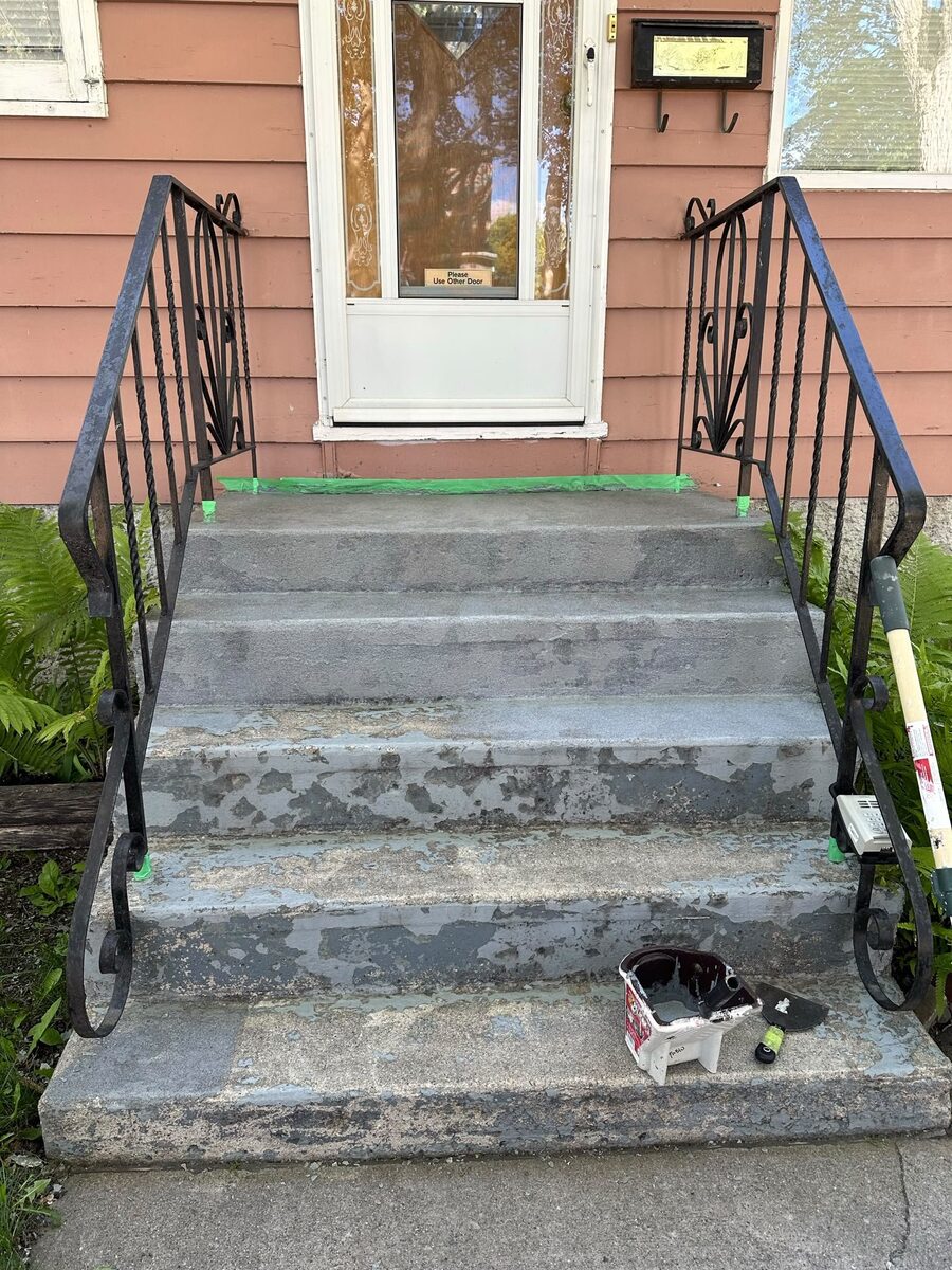 Exterior wooden stairs before restoration