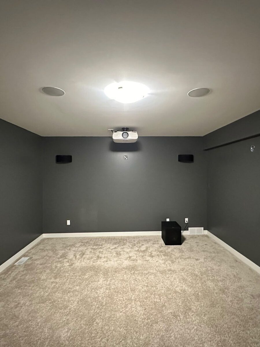 Basement accent wall painted, finished interior detail