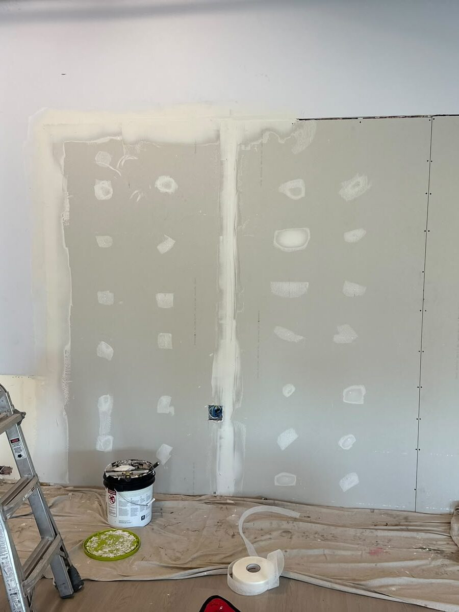 Interior drywall work in progress